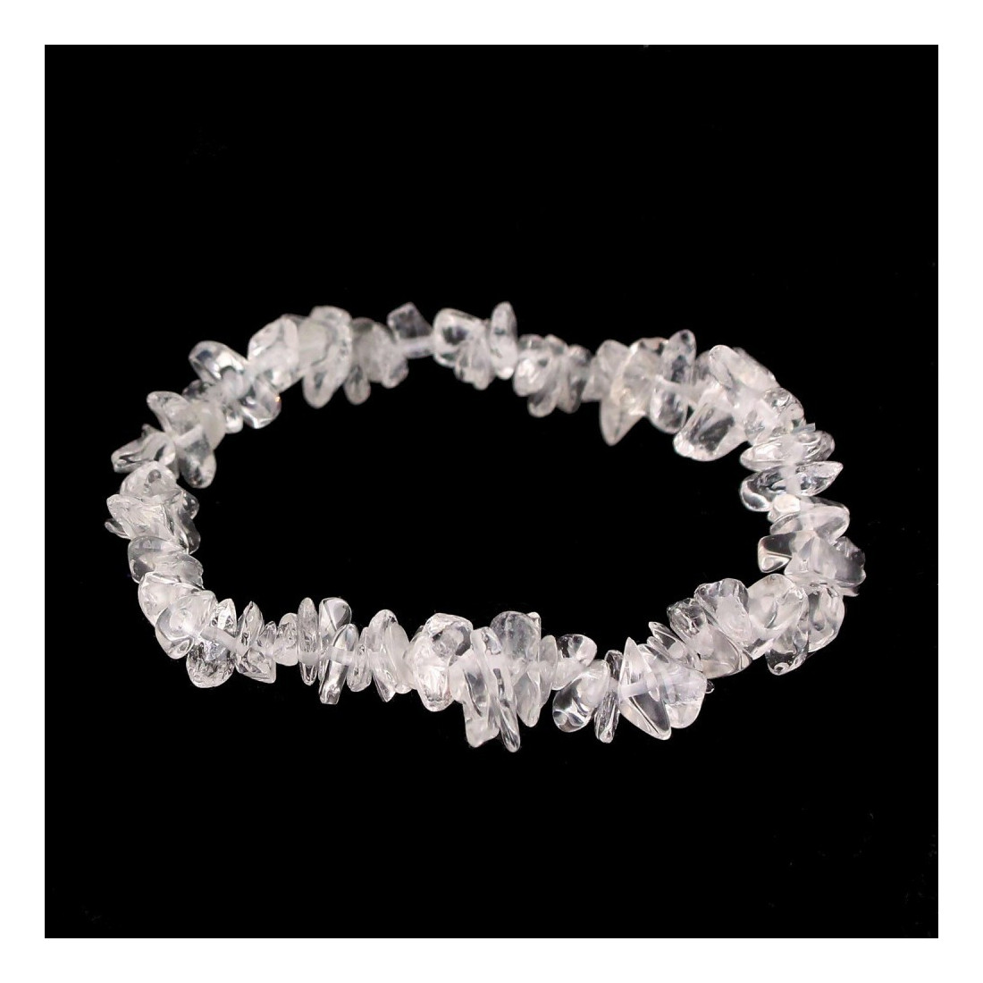 Bracelet élastique de perles chips en cristal de roche - 50mm