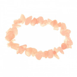 Bracelet élastique de perles chips en quartz rose - 50mm