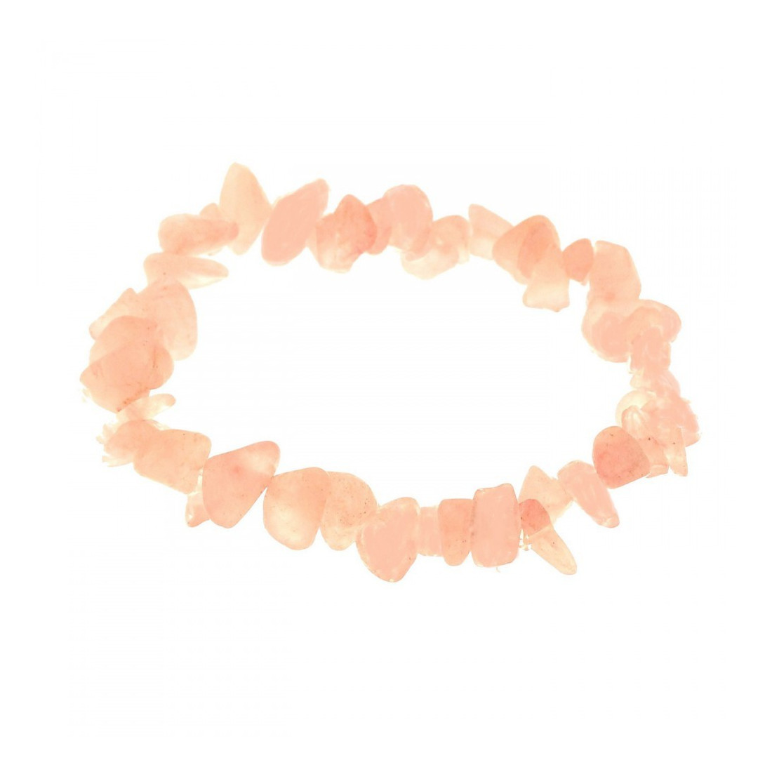 Bracelet élastique de perles chips en quartz rose - 50mm