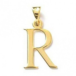 Pendentif Initiale simple lettre R en plaqué or + chaine