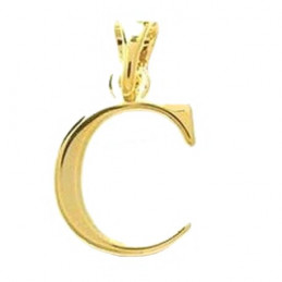 Pendentif Initiale simple lettre C en plaqué or + chaine