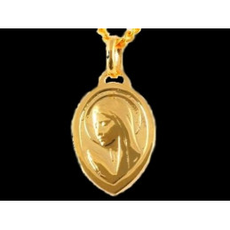 Pendentif Médaille de la Sainte Vierge Marie en plaqué or