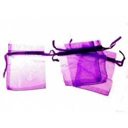 Lot de 100 pochettes cadeaux bourses organza violet violine 9 X 7cm