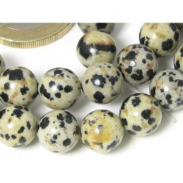 Fil de 24 perles rondes 8mm 8 mm en Jaspe dalmatien