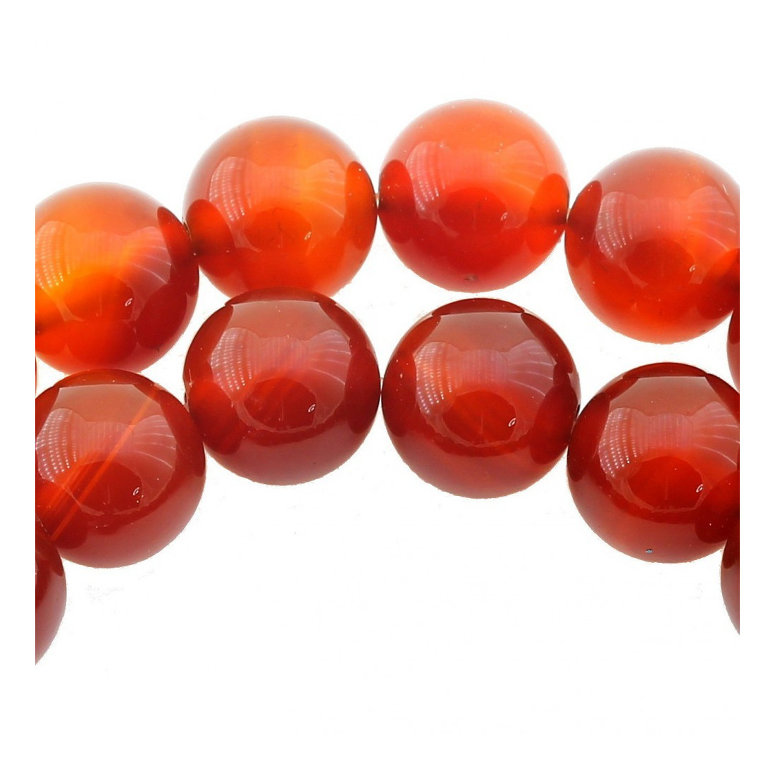 Fil de 38 perles rondes 10mm 10 mm en cornaline agate rouge