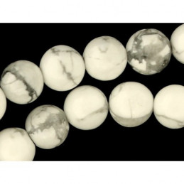 Fil de 48 perles rondes 8mm 8 mm en howlite blanc marbrée