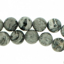 Fil de 62 perles rondes 6mm 6 mm en jaspe océan naturel