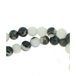 Fil de 92 perles rondes 4mm 4 mm en jaspe zèbre blanc et noir