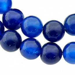 Fil de 62 perles rondes 6mm 6 mm en agate bleu fonçé