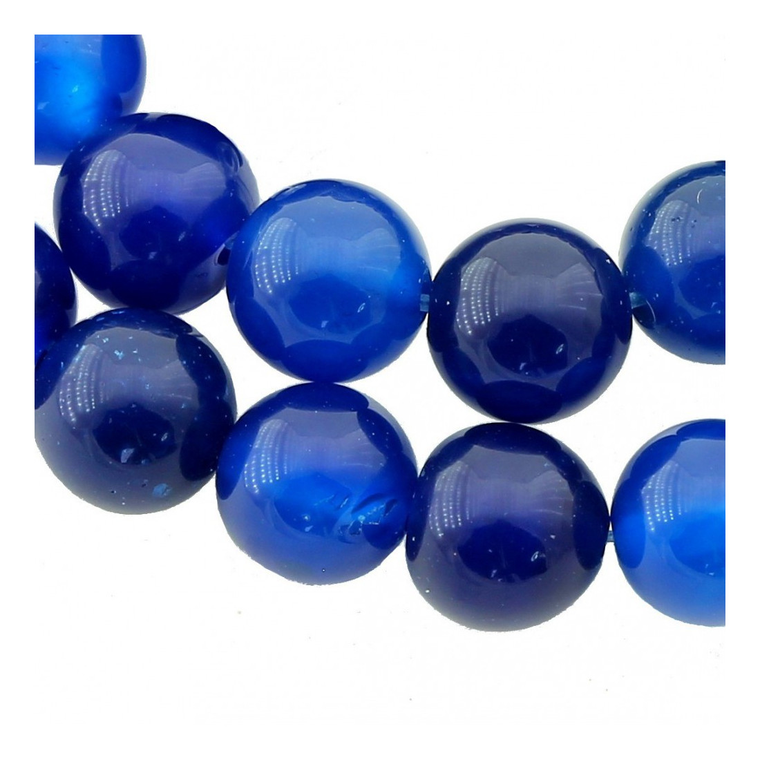Fil de 62 perles rondes 6mm 6 mm en agate bleu fonçé