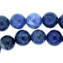 Fil de 61 perles rondes 6mm 6 mm en sodalite bleu