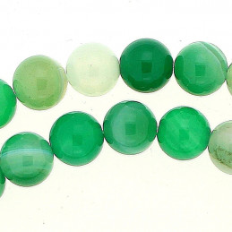 Fil de 46 perles rondes 8mm 8 mm en agate verte rayée transparente