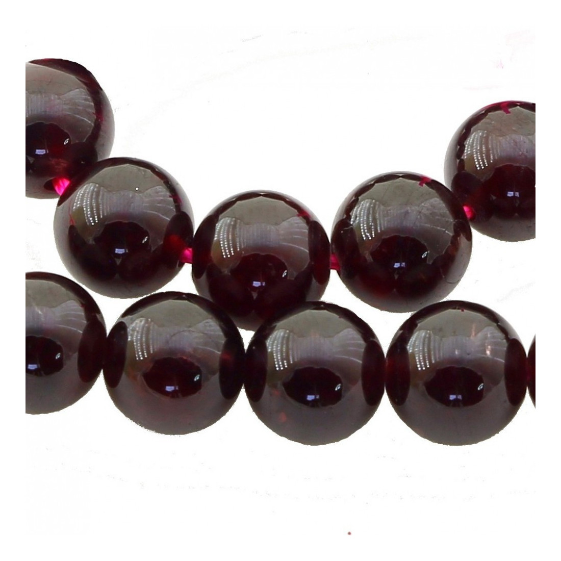 Fil de 18 perles rondes 10mm 10 mm en grenat rouge