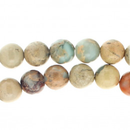 Fil de 48 perles rondes 8mm 8 mm en jaspe aqua terra bleu marron