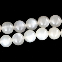Fil de 48 perles rondes 8mm 8 mm en pierre de lune blanche avec reflets