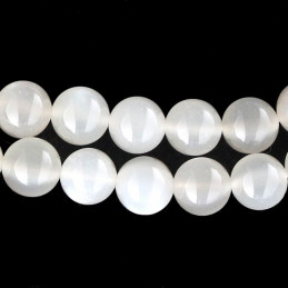 Fil de 72 perles rondes 5mm 5 mm en pierre de lune blanche avec reflets