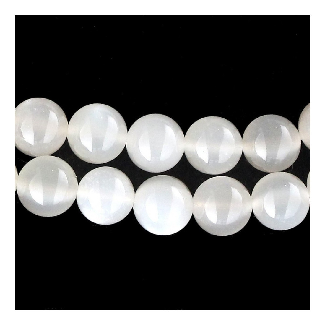 Fil de 72 perles rondes 5mm 5 mm en pierre de lune blanche avec reflets
