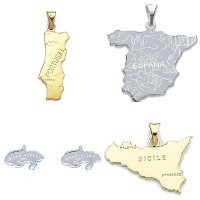 Bijoux par Pays : Pendentif Italie, Guadeloupe, Réunion, Portugal
